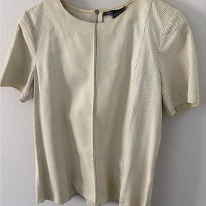 Vince Cream Textured Short Sleeve Blouse
